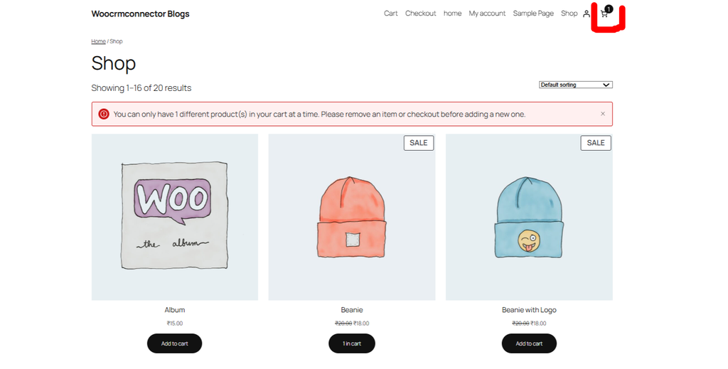 woocommerce limit cart to one product
